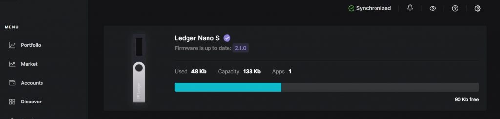 Ledger Nano S capacity